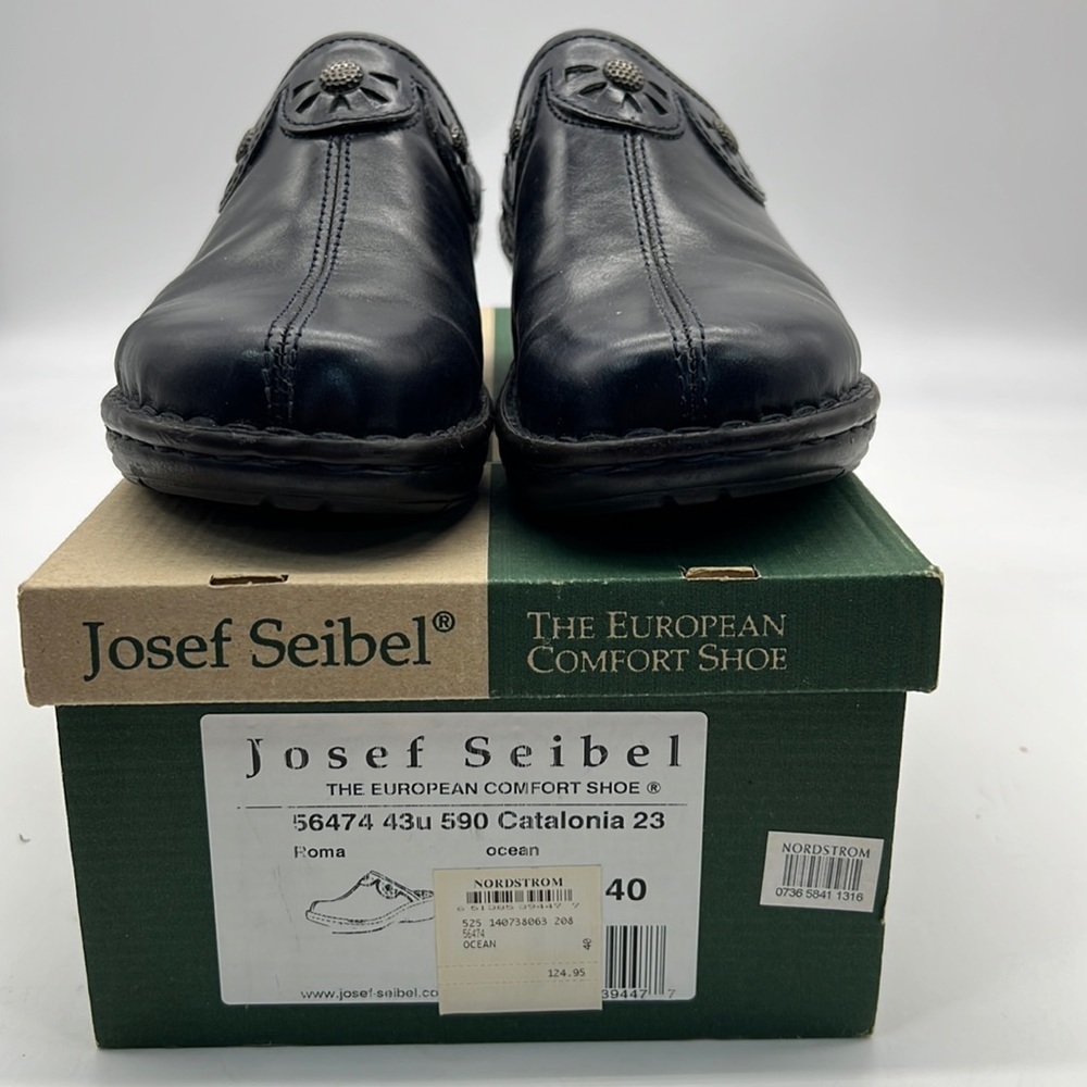 Josef Seibel "Catalonia" Black Leather Clogs size 40